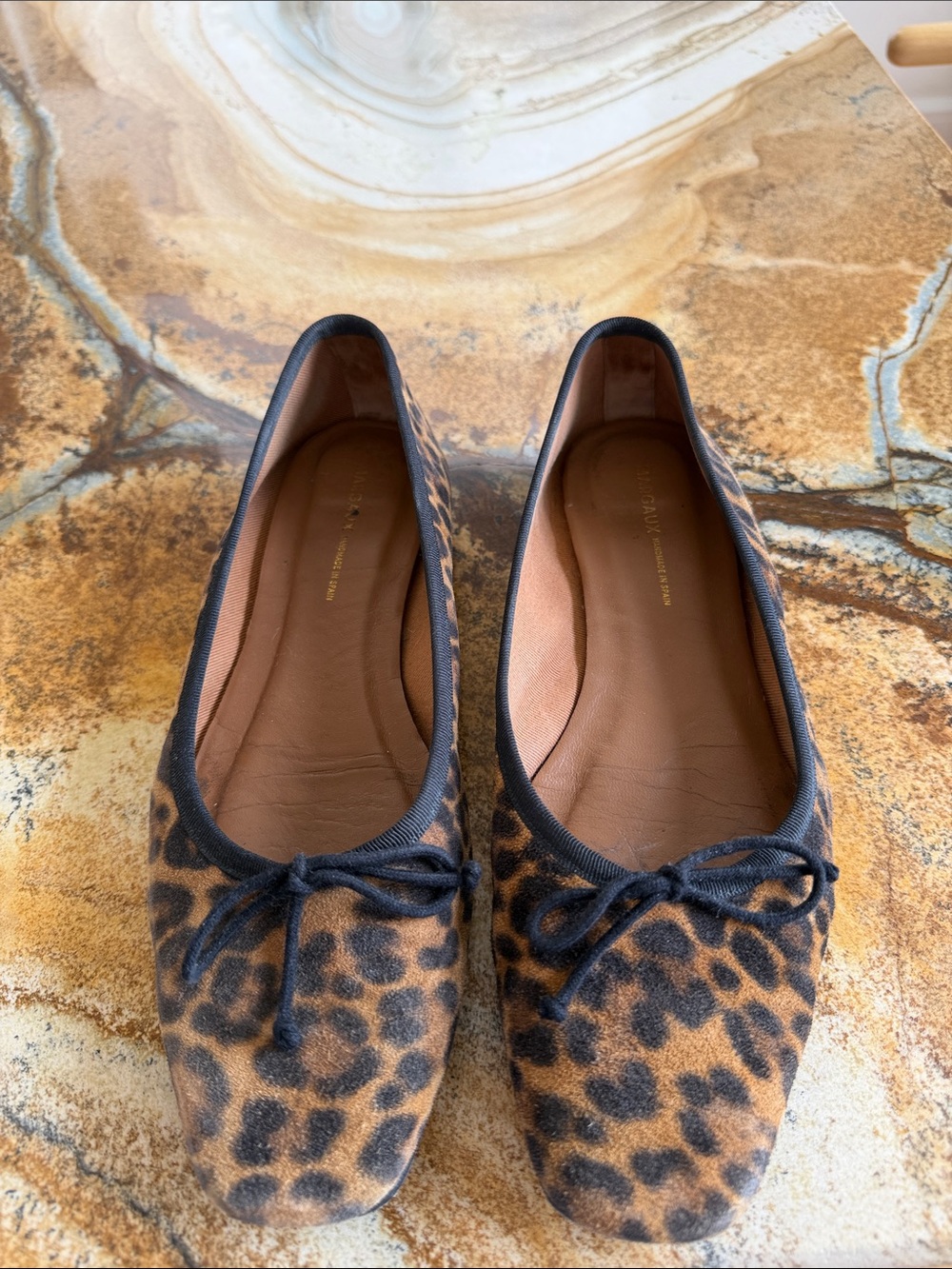 Margaux Leopard-Print Ballet Flats in Brown and Black